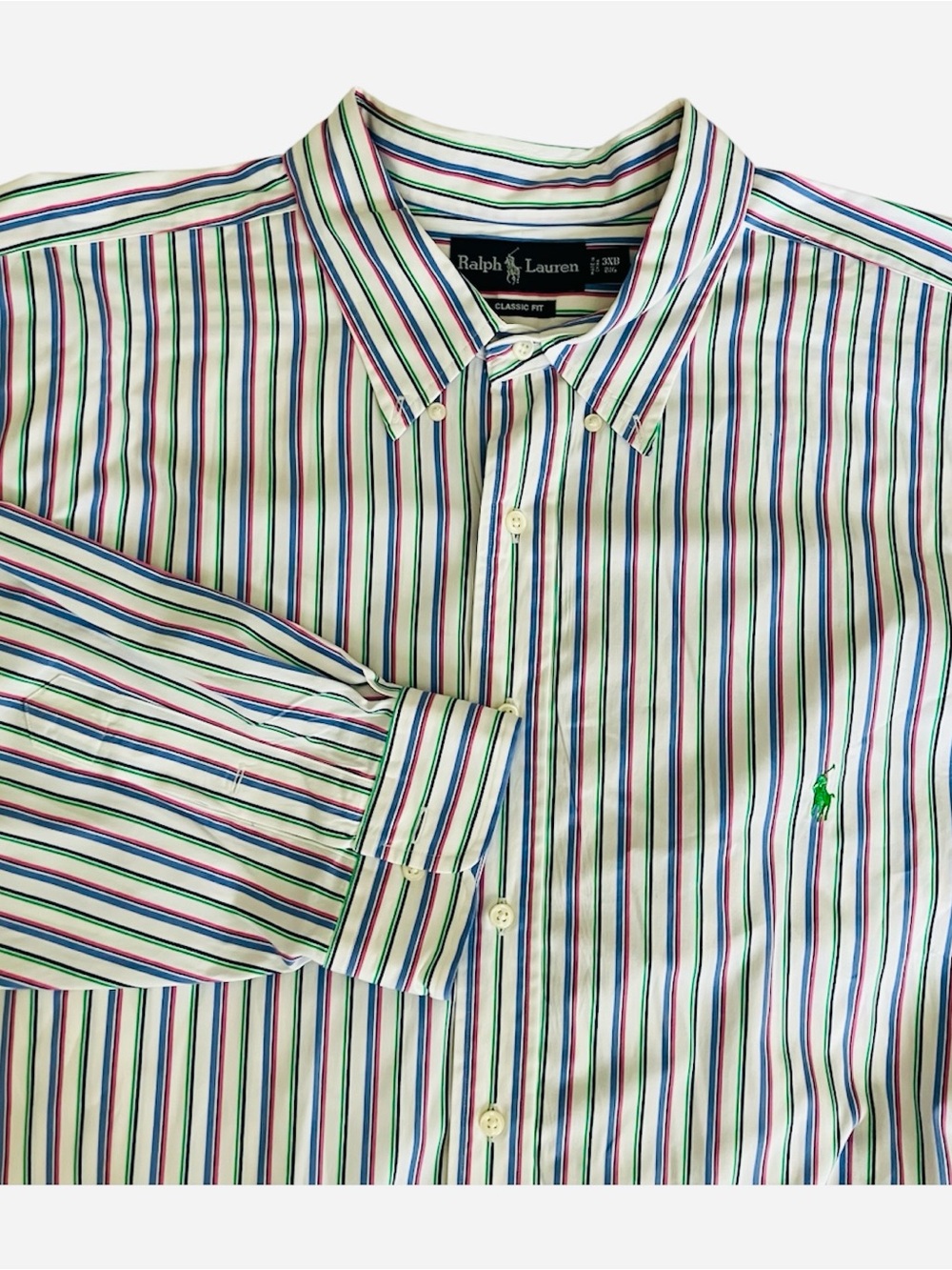 Ralph Lauren Men’s 3XB Big Classic Fit White Multicolor Striped